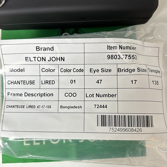 NWT Elton John Fashion Glasses Red and Silver Frame - Picture 8 of 9